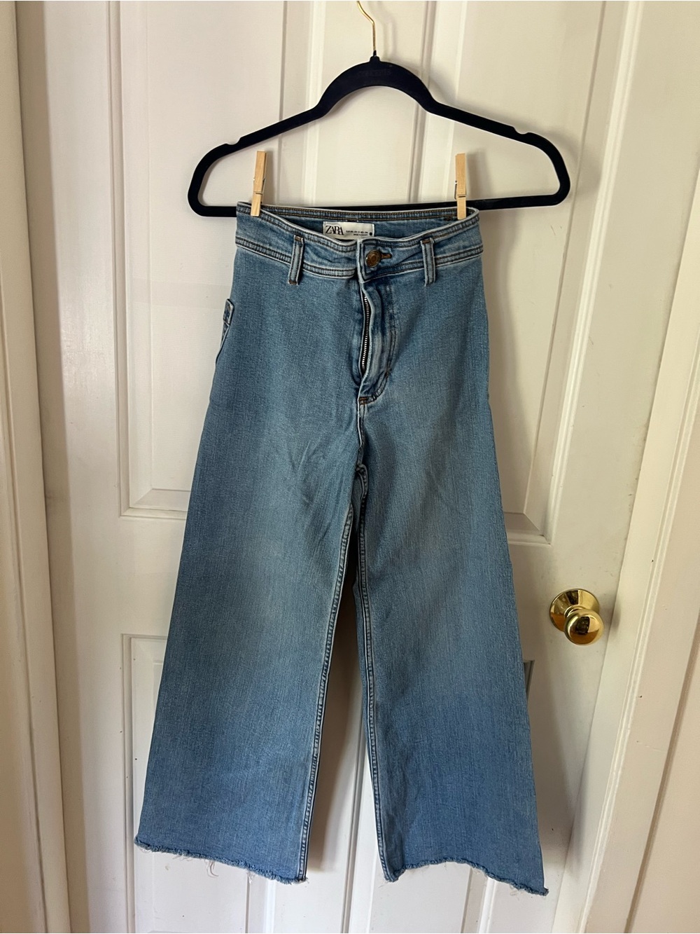 Zara Pale Blue Wide-Leg Flare Jeans - Picture 1 of 3